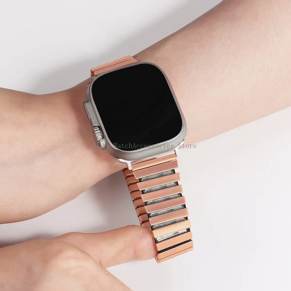 for Apple Watch band 40mm 44mm 45mm 41mm Slim metal Elastic Stretch watch band Bracele band for Apple Watch 7 6 SE 5 4 8 49mm 42mm 38mm
