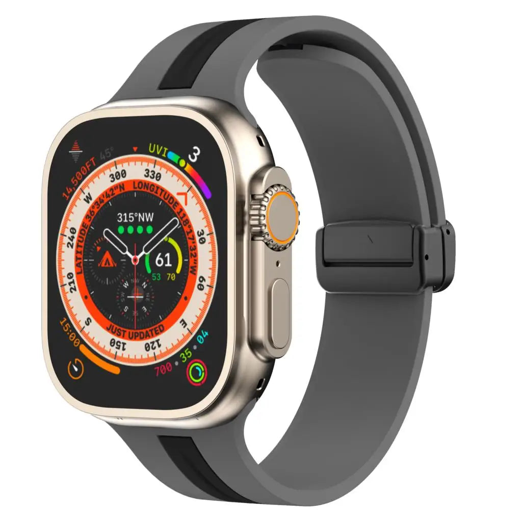 Magnetic buckle band For Apple Watch Ultra 2 band 49mm 44mm 40mm 45mm 41mm 38mm Silicone band Apple Watch Series 7 3 6 5 SE 8 9