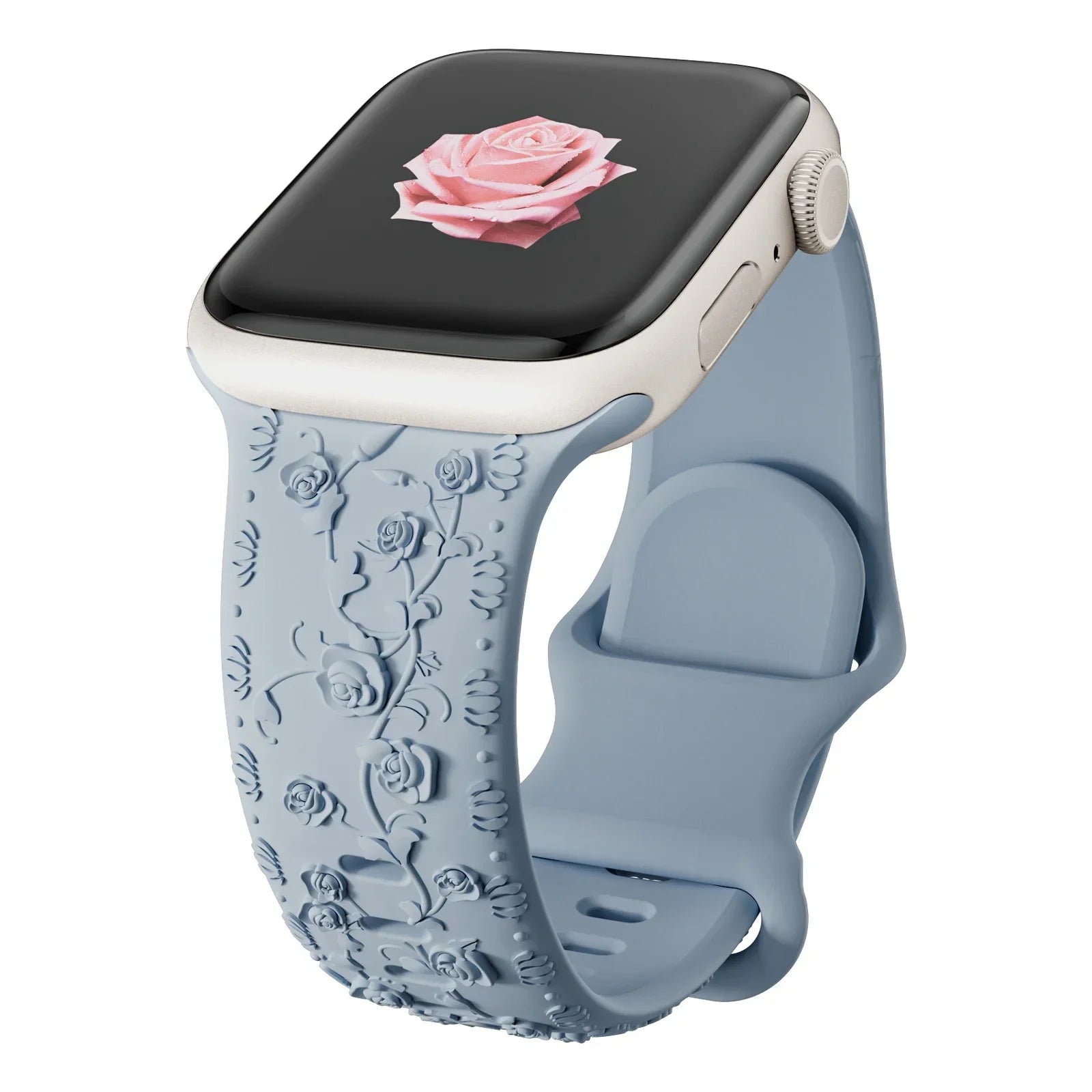 Engraved band for Apple Watch band 46mm 44mm 40mm 49mm 45mm 41mm 42mm Floral Silicone Correas Apple Watch Ultra 2 Series 10 9 8 7 6 SE 5