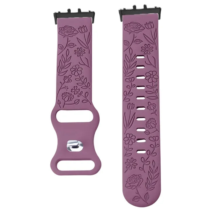 Prints Design Strap for Samsung Galaxy Fit 3 Watch Band Silicone Engraving Bracelet for Samsung Galaxy Fit 3 Floral Wristband
