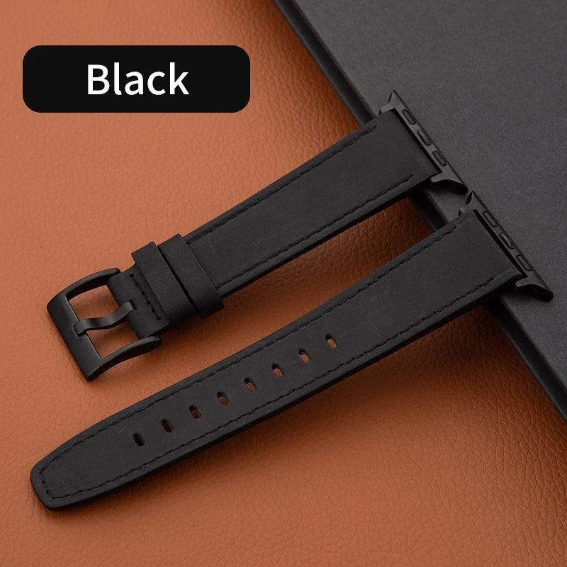 Leather band For Apple Watch band 49mm 44mm 45mm 42mm 40mm 46mm 38mm 41mm Crazy Horse Style band Apple Watch Ultra Series 10 9 8 7 SE 6 5