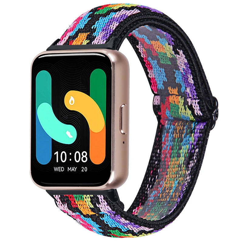 Elastic Nylon Strap For Samsung Galaxy Fit 3 Watch Bracelet Vintage Bohemian National Style Watchband For Samsung Fit 3 SM-R390