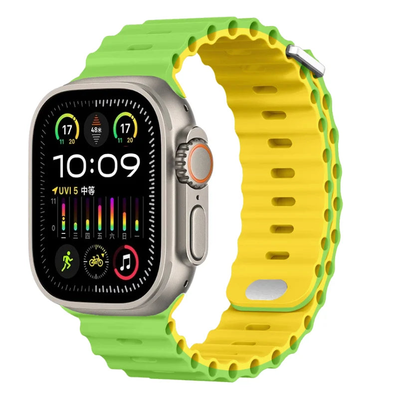 Ocean band for Apple Watch Ultra 3 2 band 49mm Series 45mm 41mm 46mm 42mm 40mm 44mm Silicone watch band Apple Watch 11 10 9 8 7 6 5 SE2