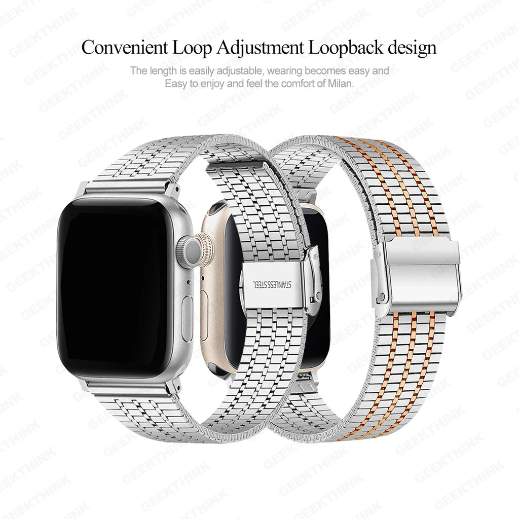Stainless Steel band for Apple Watch Ultra 2 49mm Series 10 46mm 42mm 44mm 45mm 41mm metal band Apple Watch 9 8 7 6 SE 5 4 band
