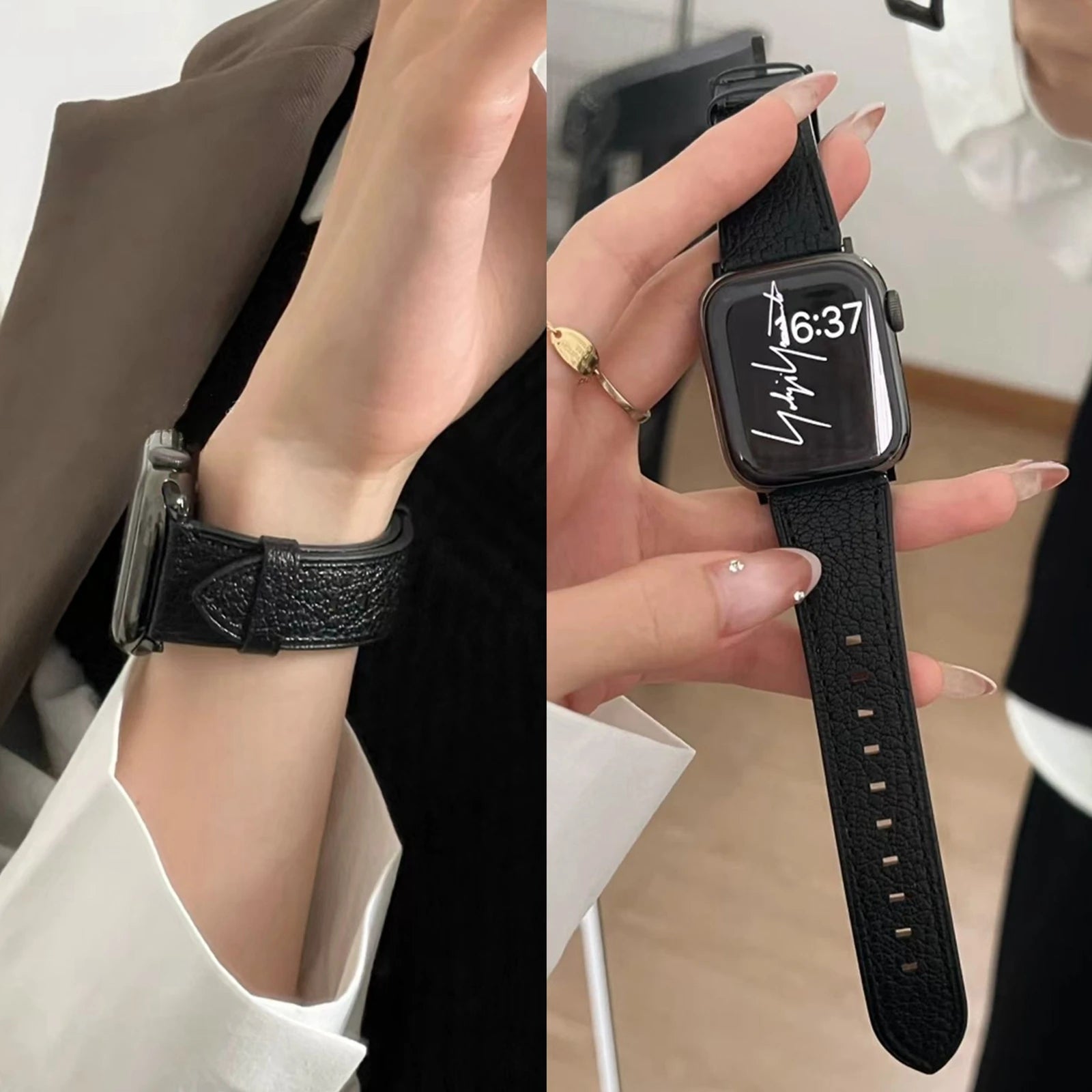 High quality leather loop For Apple Watch band women 11 10 9 8 7 6 5 4 3 2 1 SE 38mm 40mm 41mm 42mm 44mm 45mm 46mm 49mm band