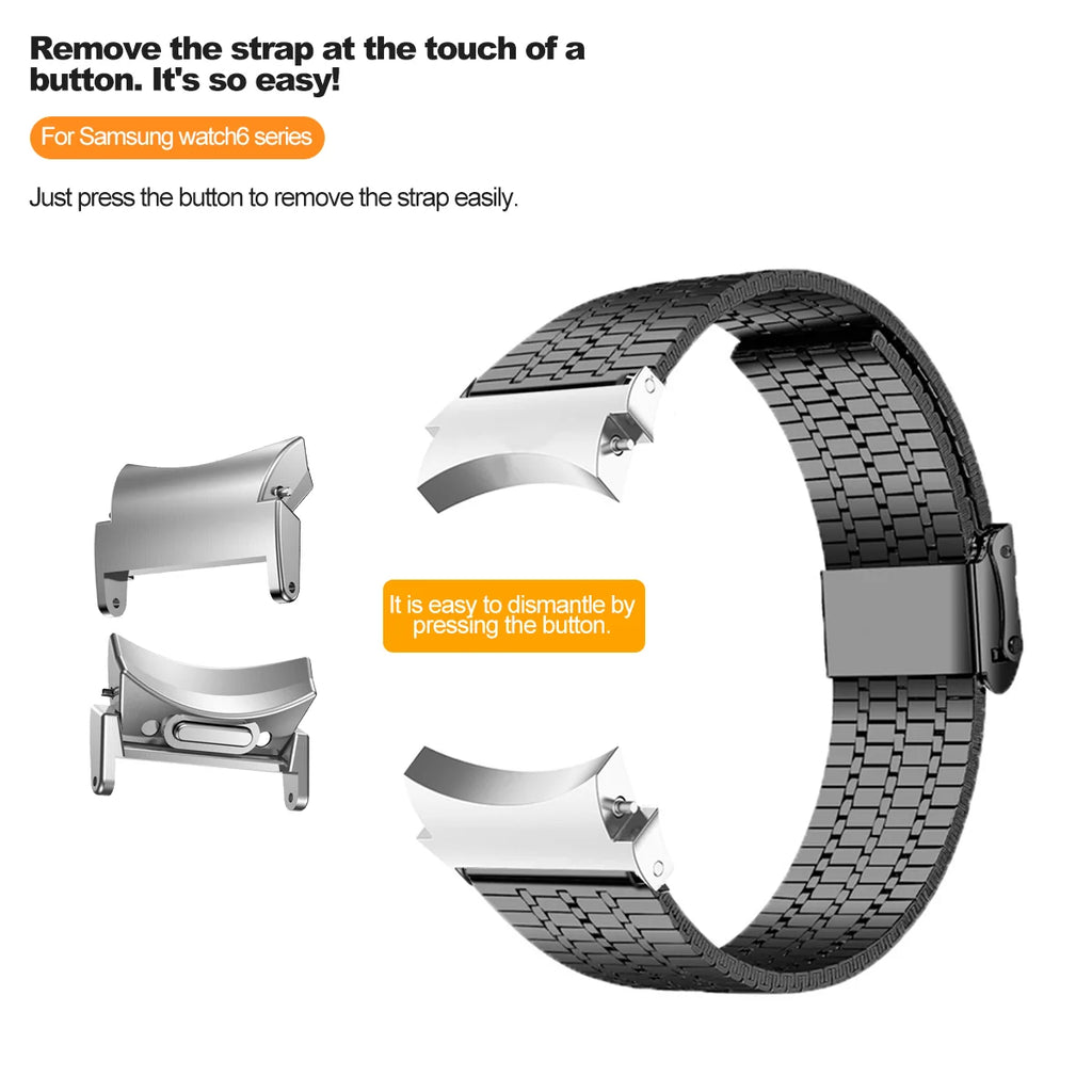 No Gaps Stainless Steel Strap for Samsung Galaxy Watch 7 6 5 4 40mm 44mm 6 4 Classic 47mm 43mm Metal Bracelet for 5Pro 45mm Band