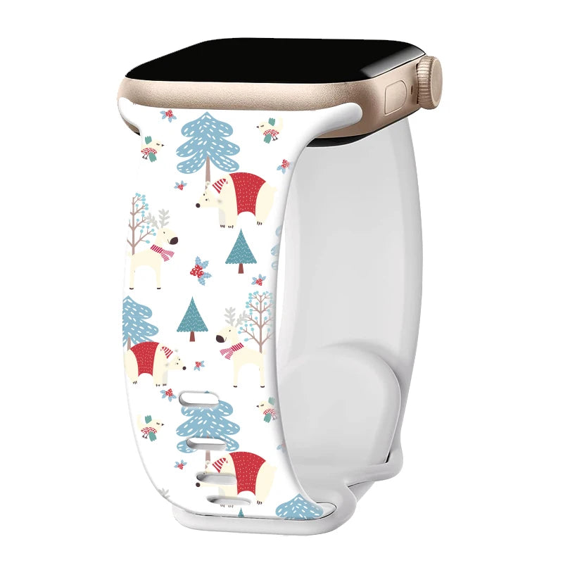 Silicone Christmas band for Apple Watch band 46mm 41mm 42mm 44mm 45mm 49mm Sport band for Apple Watch 11 10 9 8 7 6 5 SE Ultra 3