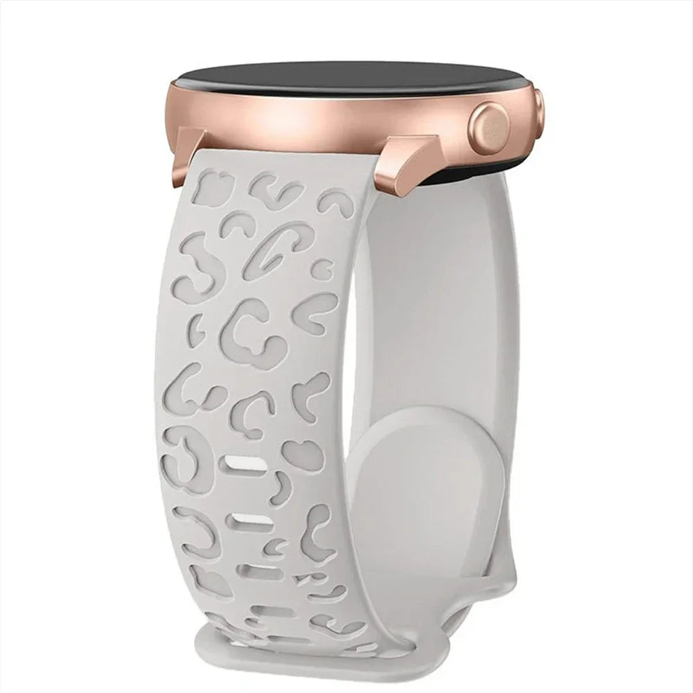 20mm Engraved Leopard Band for Samsung Galaxy Watch 7/FE/6/5/5 pro/FE/4 classic Silicone Sport bracelet Huawei GT 5-4-3-2 Strap