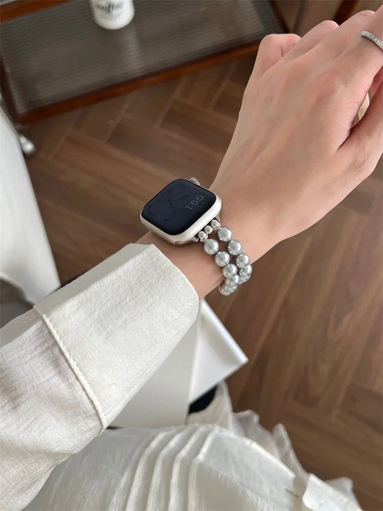 Luxury Diamond Bow band For Apple Watch Ultra Series 9 8 7 42mm 45mm 49mm Pearl Women band For Apple Watch 38mm 40mm 41mm 6 5 SE 4