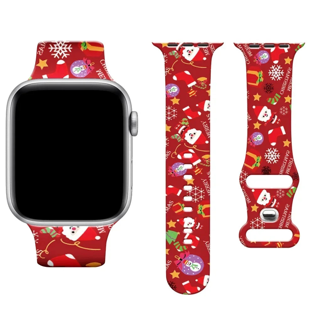 Christmas band for Apple Watch band 40mm 41mm 42mm 44mm 45mm 49mm 46mm Silicone Sport band Apple Watch Ultra 10 9 8 7 6 5 4 3 SE
