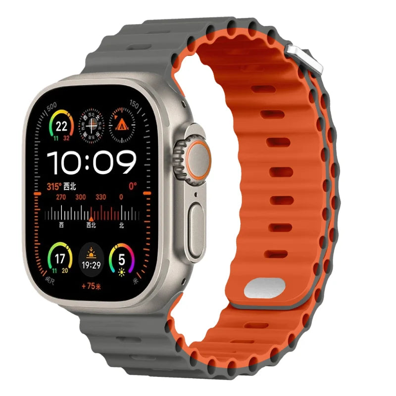 Ocean Silicone band for Apple Watch Ultra 2 3 49mm 45mm 44mm 46mm 42mm 40mm 41mm Sport band Apple Watch Series 11 10 9 8 7 6 SE band