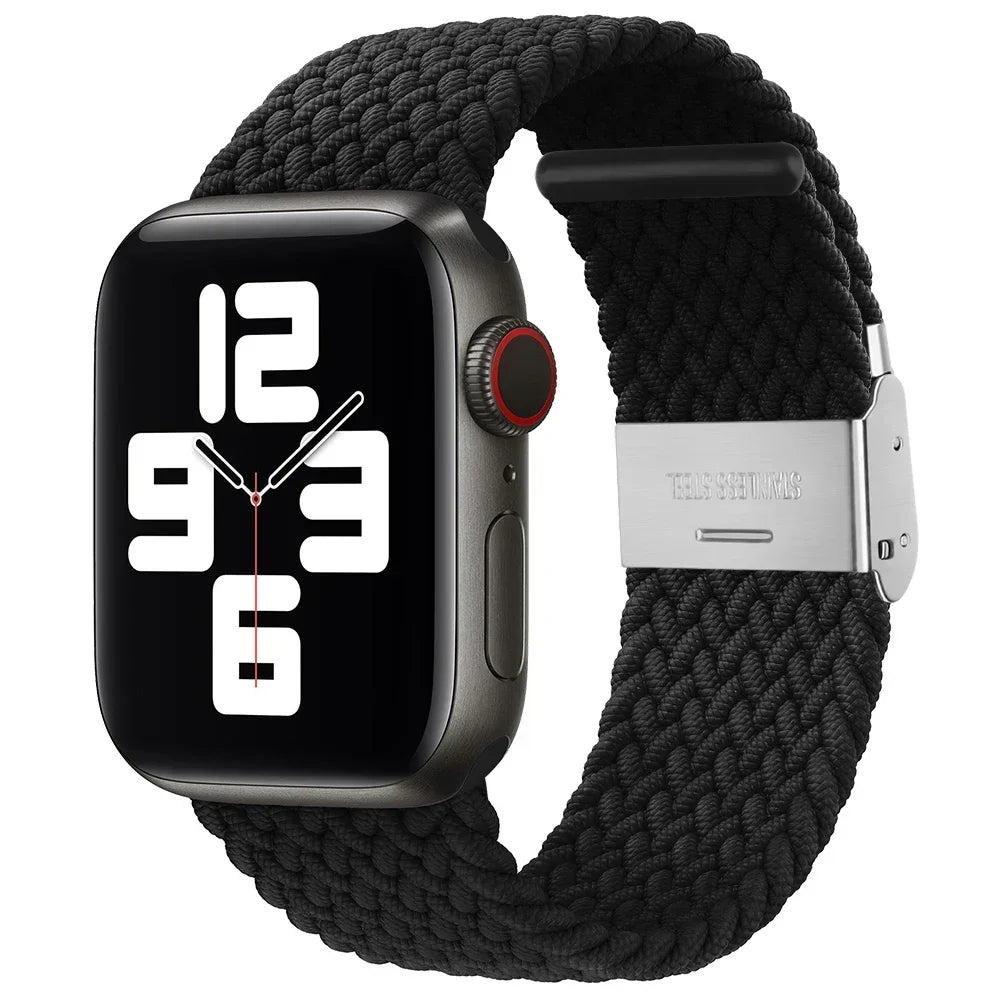 Braided Solo Loop For Apple Watch Ultra band 49mm 45mm 40mm 41mm 44mm Nylon Elastic band Apple Watch Series 10 9 8 SE 6 7 5 4 band