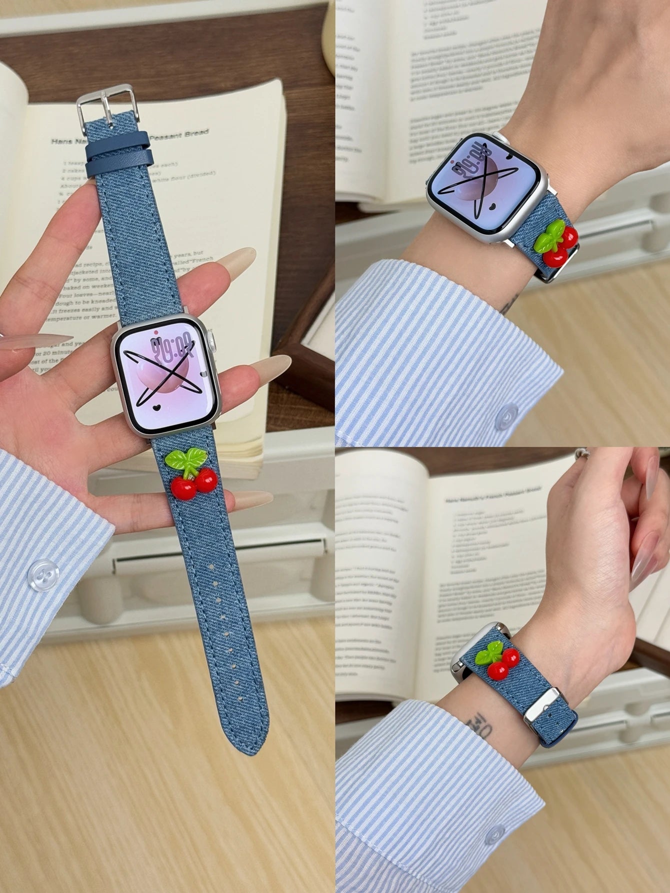 Denim Leather loop Correa For Apple Watch band Series Ultra 10 9 8 7 6 5 4 3 2 1 38mm 40mm 41mm 42mm 44mm 45mm 46mm 49mm band
