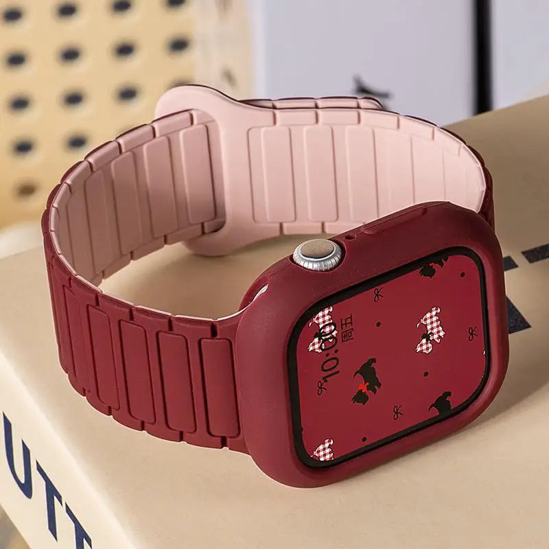 Case+band Silicone band For Apple Watch 46mm 42mm 49mm 44mm 40mm 45mm 41mm for Apple Watch Series 11 10 9 8 7 6 5 4 SE 3 Ultra 3