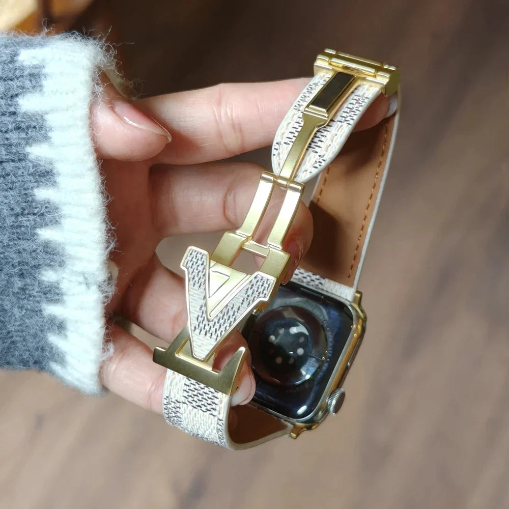 Luxury Fashion band for Apple Watch band 46mm Ultra 49mm 45mm 44mm 42mm 41mm 40mm 38mm metal Buckle band Apple Watch Series 11 10 9 8 7 6 ba