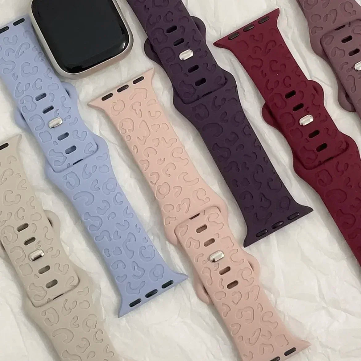 Engraved band For Apple Watch Ultra 3 2 1 49mm 41mm 45mm 40mm 44mm 42mm 46mm Silicone Leopard band Series 11 10 9 8 7 6 5 4 band