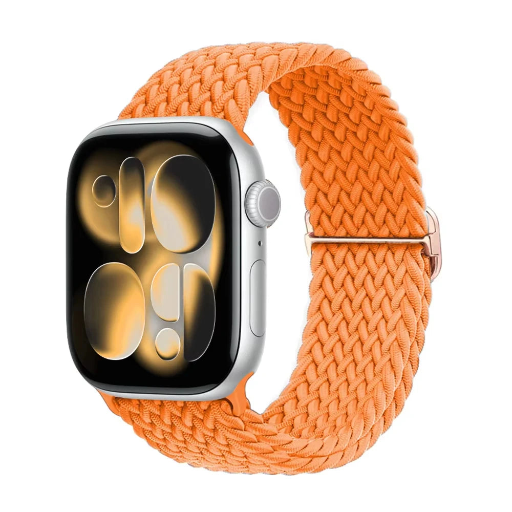 Braided band For Apple Watch band 44mm 45mm 49mm 46mm 40mm 41mm 38mm Elastic Adjustable Nylon band Apple Watch Series 11 10 9 8 SE 7 Ultra3