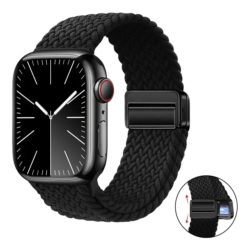 Magnetic Braided band For Apple Watch band 46mm 42mm 45mm 41mm 44mm 40mm Ultra 2 49mm Nylon band Apple Watch 10 9 8 7 6 5 4 SE
