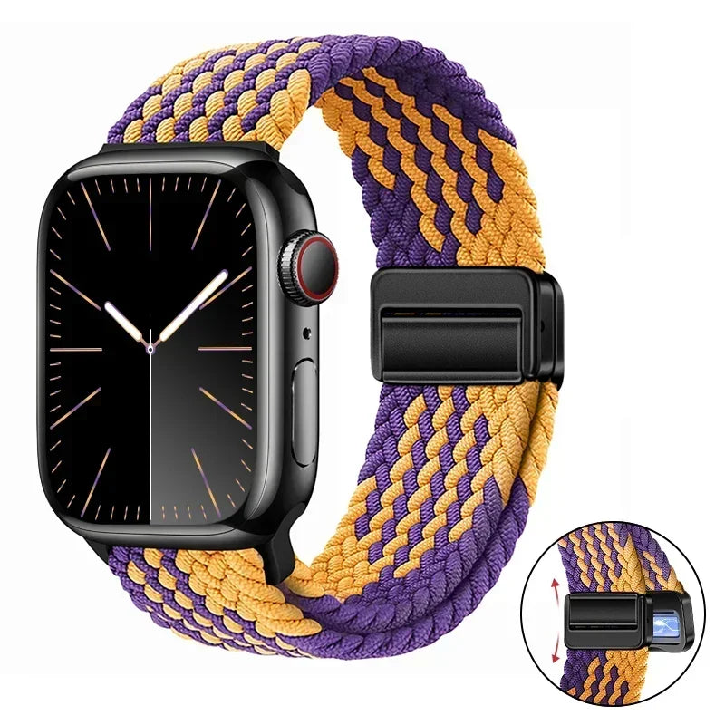 Magnetic Braided band For Apple Watch band 46mm 42mm 45mm 41mm 44mm 40mm Ultra 2 49mm Nylon band Apple Watch 10 9 8 7 6 5 4 SE