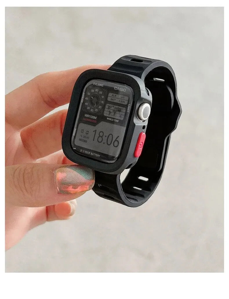 Candy Silicone Case+ band For Apple Watch Series 9 45mm band 8 7 42mm 41mm SE 6 5 4 3 2 1 44mm 40mm 38mm Apple Watch Ultra 2 49mm