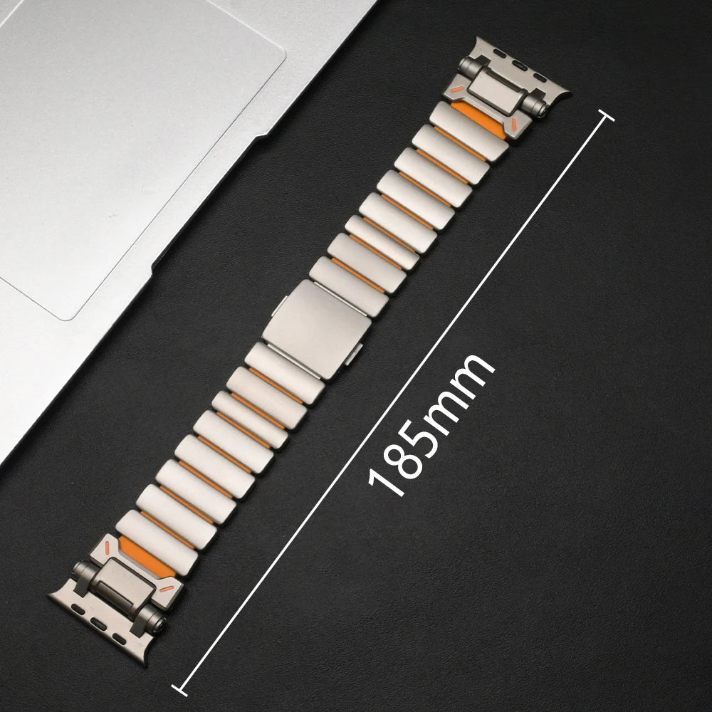 Magnetic Titanium band for Apple Watch Ultra 3 2 49mm Rubber Men band For Apple Watch 11 10 46mm 9 8 7 6 5 4 SE3 44mm 45mm band