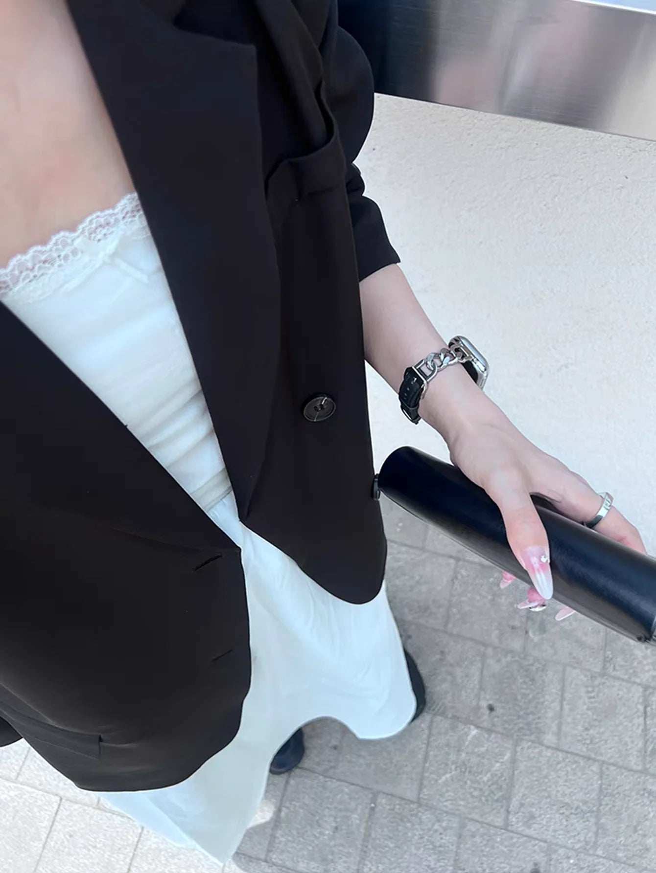 Metal link Elegant Slim Leather loop for Apple Watch band For Women Correa Thin for Apple Watch band