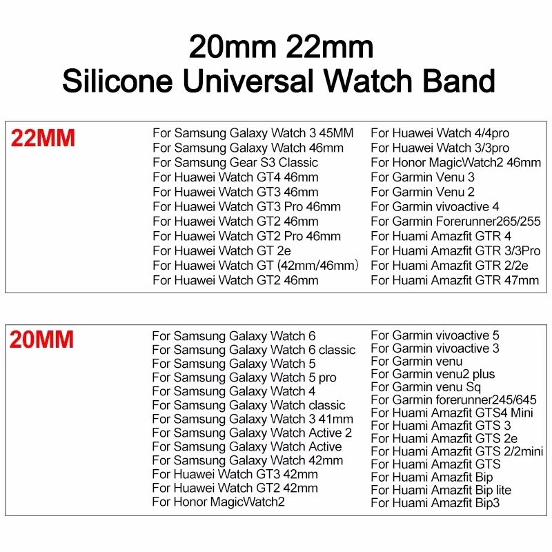 20mm 22mm Strap For Samsung Galaxy watch 4/5 pro/classic/gear s3/active 2 Sport Silicone Magnetic Buckle Huawei GT 2 2e 3 band