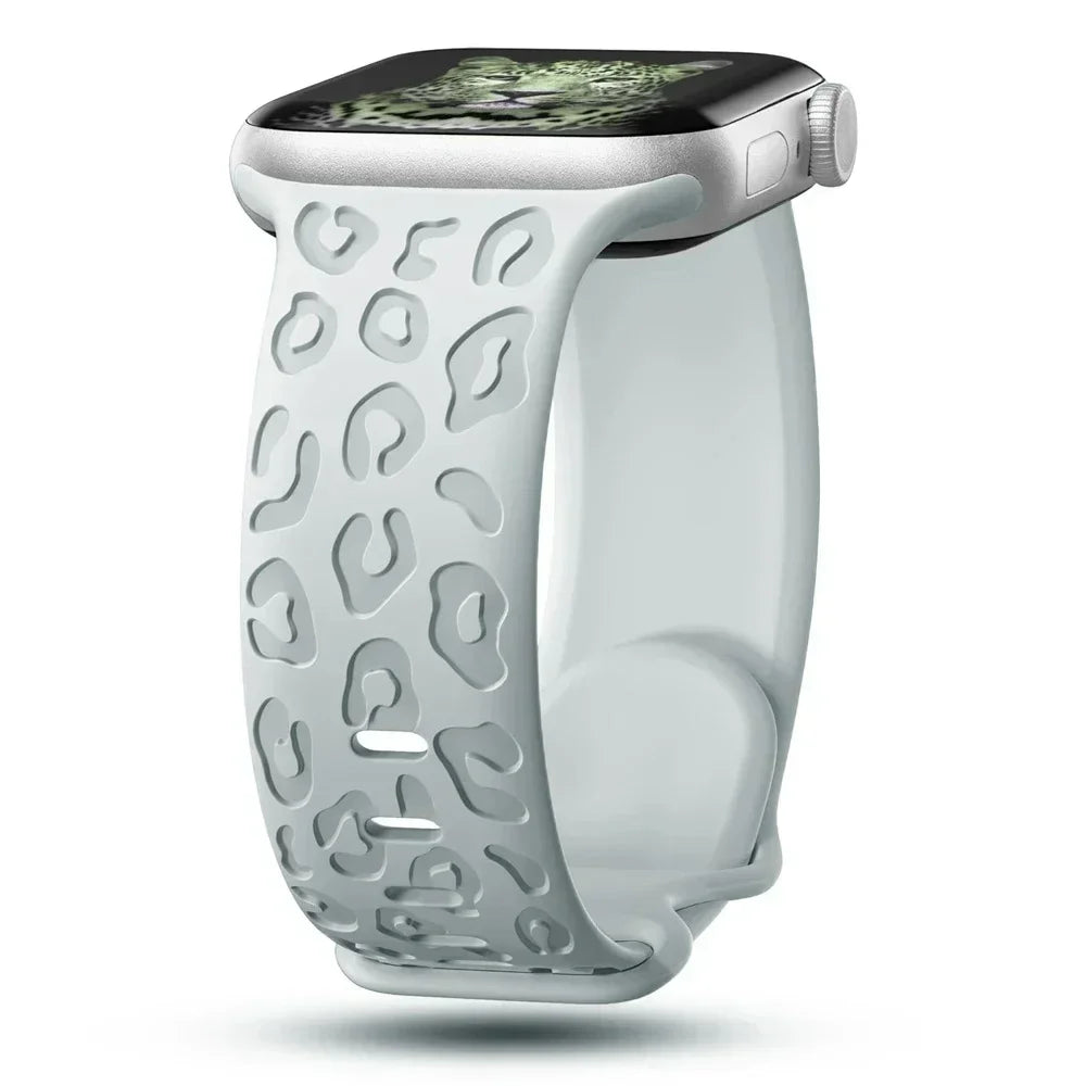Engraved Leopard band For Apple Watch 10 band Ultra 2 49mm 45mm 44mm 46mm 41mm 40mm Silicone band Series 10 9 8 7 SE 6 5 4