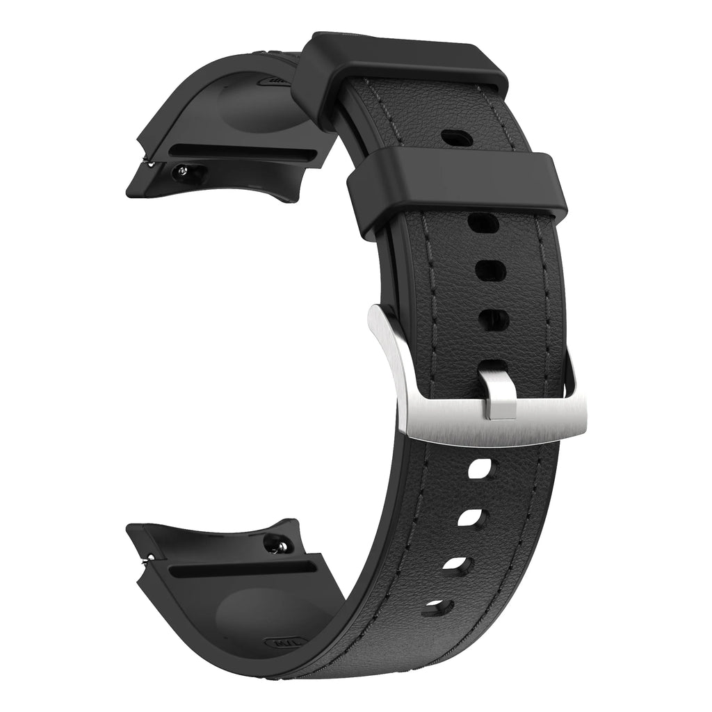 Silicone+Leather Strap for Samsung Galaxy Watch 7 6 5 4 FE 40mm 44mm No Gap Bracelet Band Watch 6 4 Classic 43/47mm 42/46mm Belt