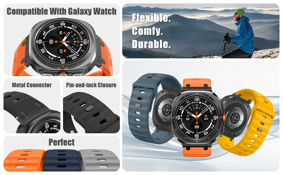 Metal+Silicone Band For Samsung Galaxy Watch Ultra 47mm Accessories Sport wrist belt Bracelet correa Galaxy Watch7 8 Ultra Strap