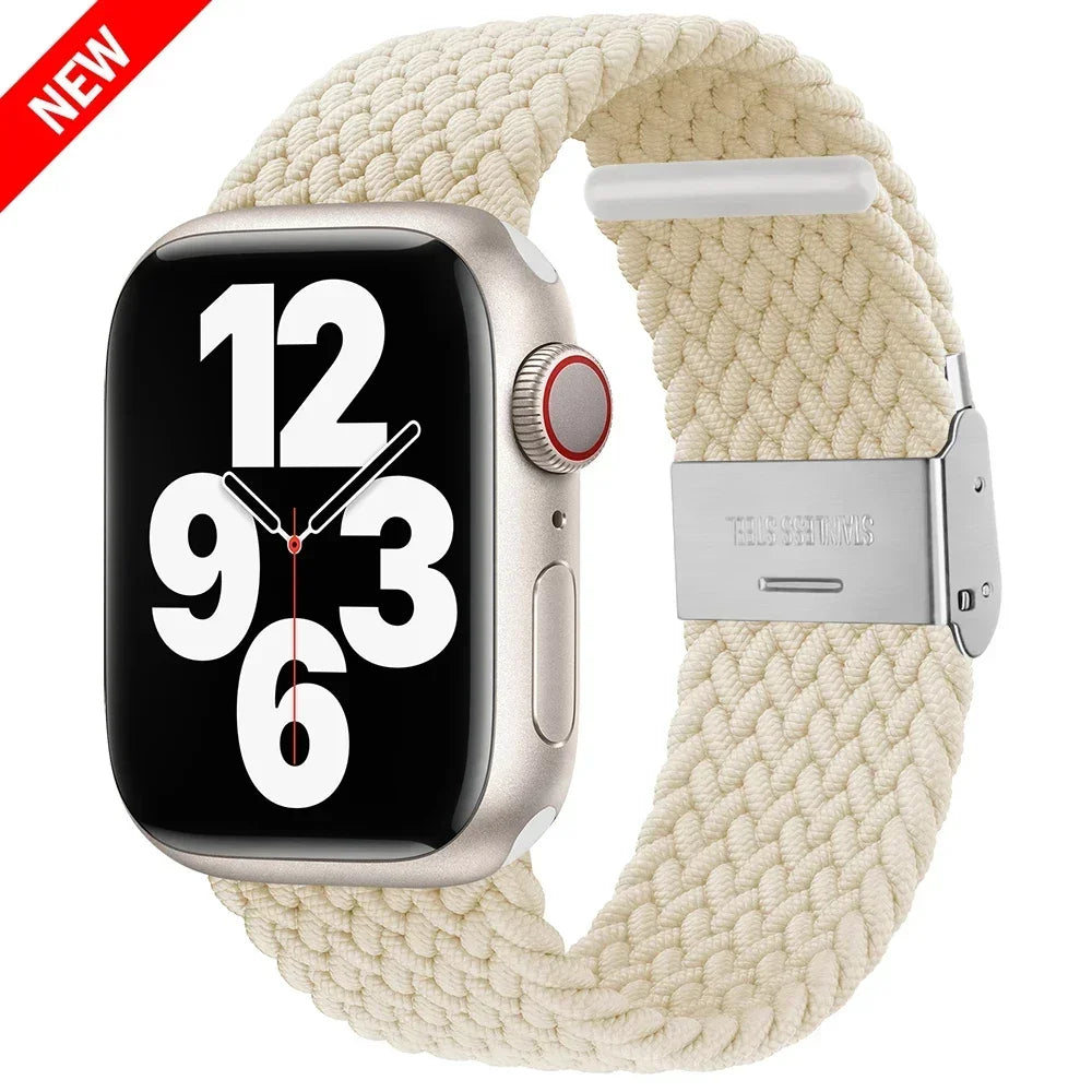 Braided Solo Loop For Apple Watch Ultra band 49mm 45mm 40mm 41mm 44mm Nylon Elastic band Apple Watch Series 10 9 8 SE 6 7 5 4 band