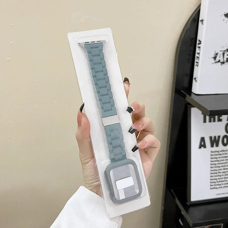 Watch band+Case+glass For Apple Watch band 44mm 40mm 38mm 42mm Candy band Apple Watch Ultra 2 49mm serie 9 8 7 6 5 4 3 SE 41mm 45mm