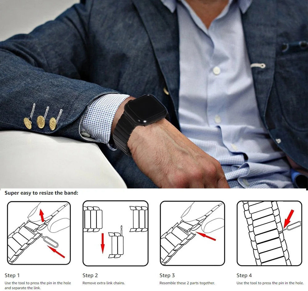 Metal Link band for Apple Watch band 49mm 46mm 42mm 45mm 41mm 44mm 40mm Wristband for Apple Watch 11 10 9 8 7 6 5 4 SE Correa Belt