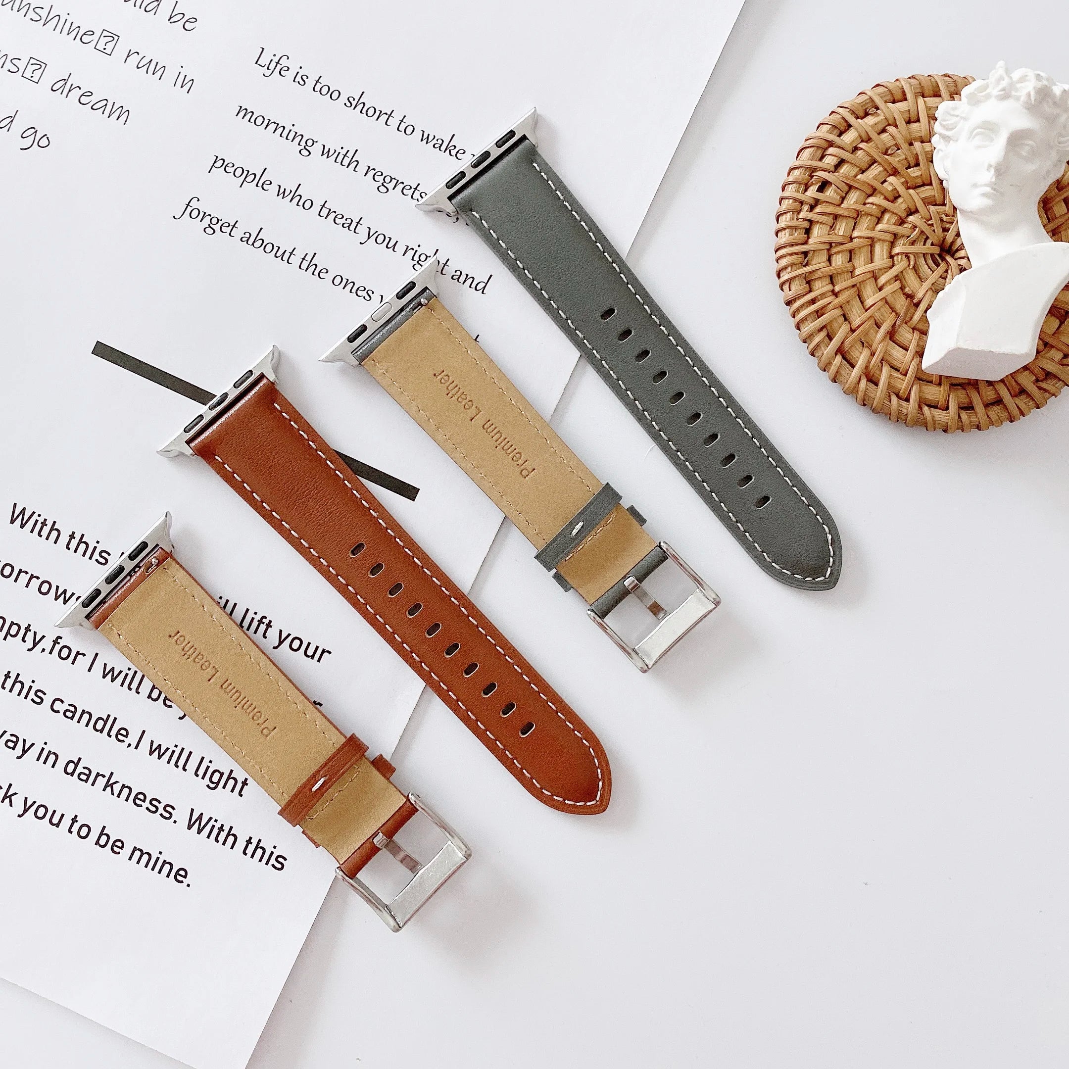 Simple Luxury Leather band For Apple Watch Ultra 3 2 49mm 46mm 40mm 44mm 42mm 41mm 45mm Series 11 10 9 8 7 SE 6 Apple Watch Band