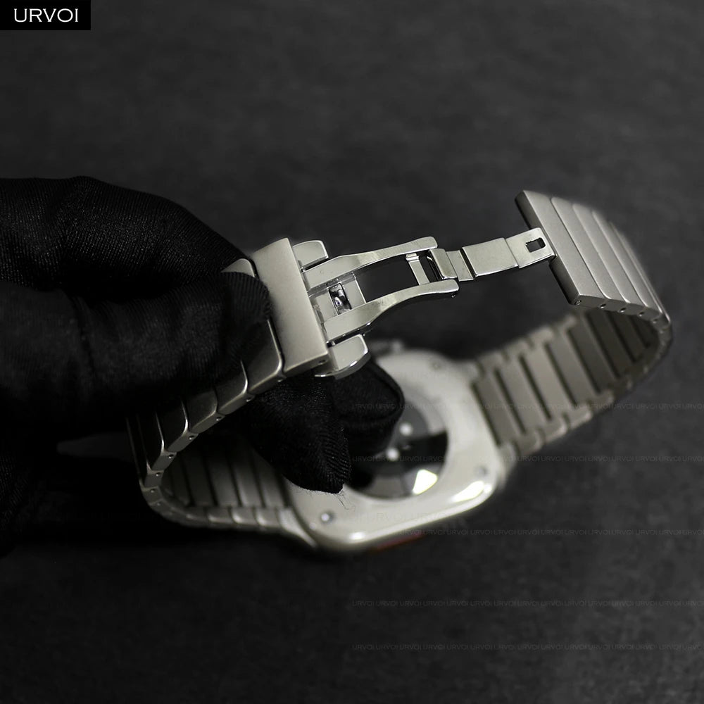 URVOI band for Apple Watch Ultra 3 2 Link band gen.1 3 stainless steel band butterfly clasp wristband for Apple Watch 45mm 46mm 49mm