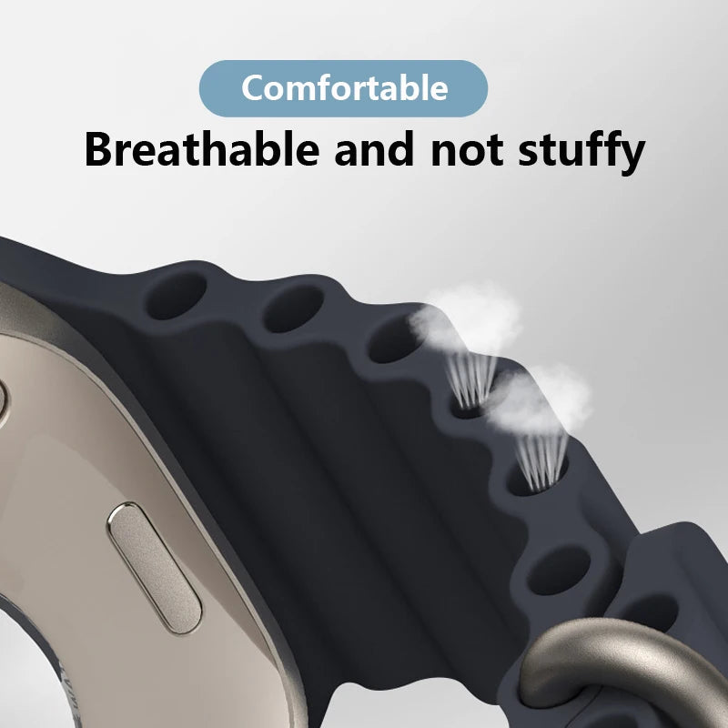 Ocean band for Apple Watch Ultra 3 2 49mm 45mm 46mm 42mm 44mm 40mm Silicone sport band correa Series 11 10 9 7 8 6 SE3 band