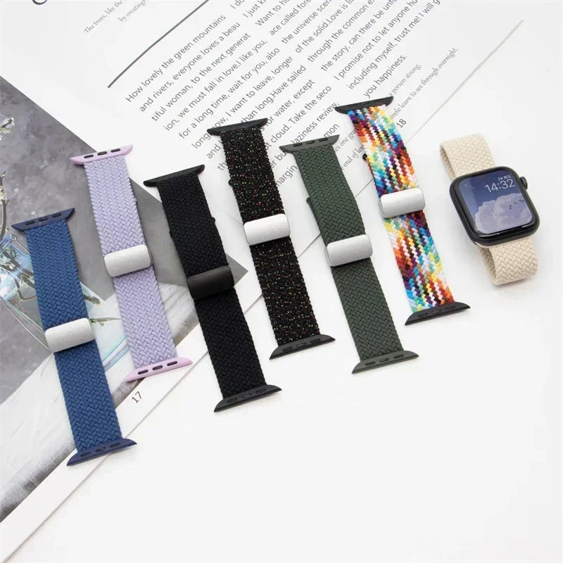 Braided band For Apple Watch band 40mm 44mm 42mm 46mm 45mm 38mm 41mm Magnetic buckle band Series 10 SE 9 8 7 6 5 4 Ultra 2 49mm