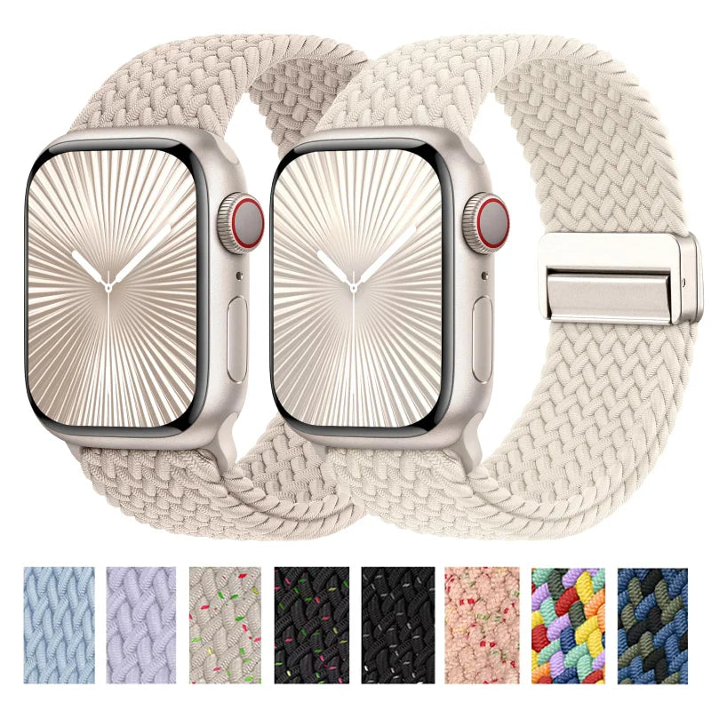 Braided Solo band For Apple Watch band 46mm 45mm 49mm 44mm 42mm 41mm 40mm Nylon Elastic band Apple Watch Series 10 9 7 SE 6 8 5 4