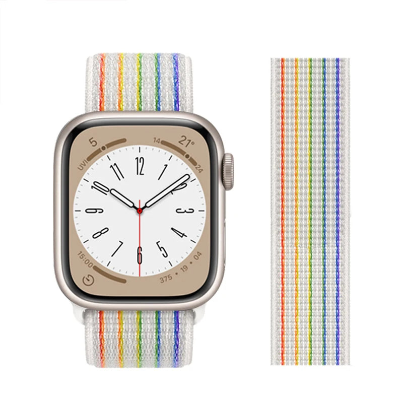 Nylon loop Correa For Apple Watch band 45mm 44mm 46mm 40mm 49mm 41mm 42mm 38mm band Apple Watch Series 6 SE 7 8 9 10 Ultra 2 bands