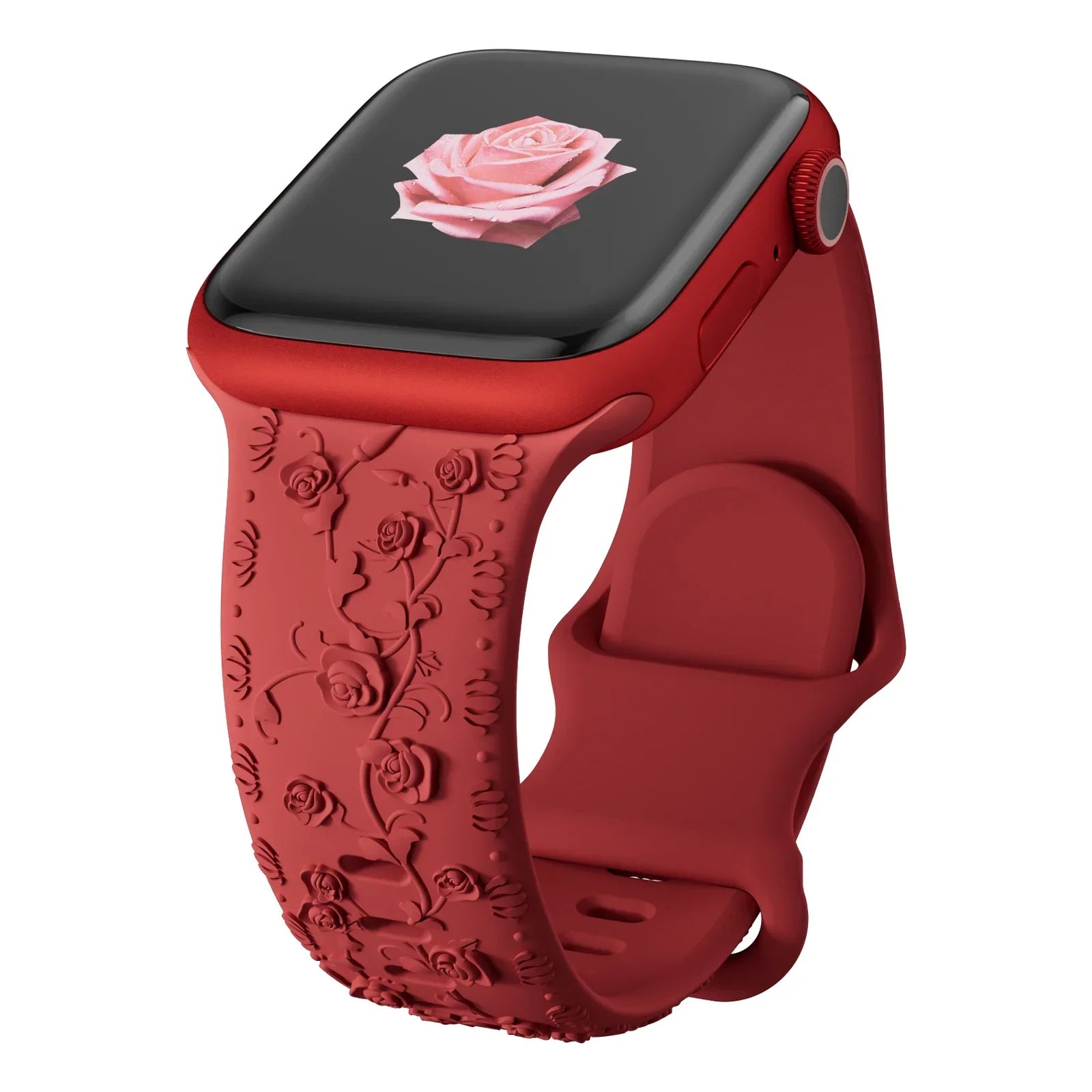 Engraved band for Apple Watch band 46mm 44mm 40mm 49mm 45mm 41mm 42mm Floral Silicone Correas Apple Watch Ultra 2 Series 10 9 8 7 6 SE 5