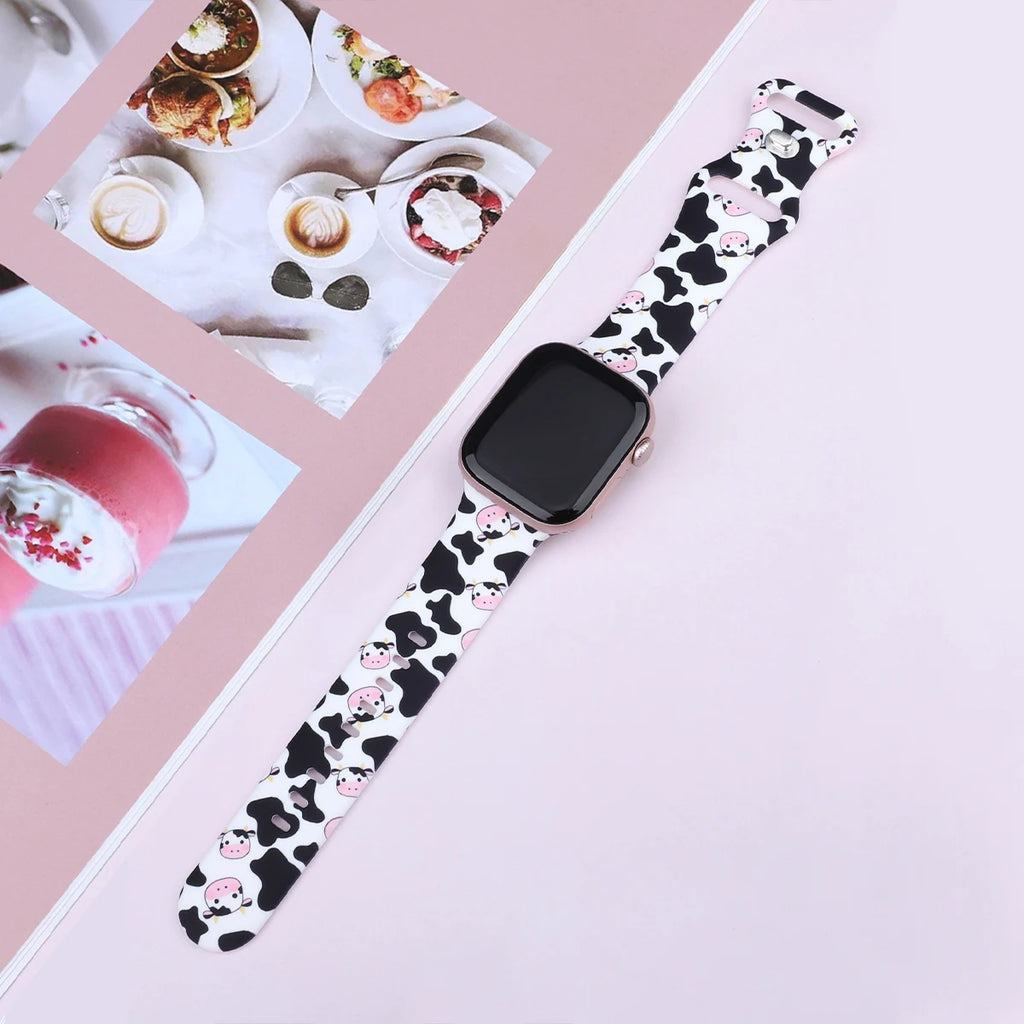 For Apple Watch 38mm 40mm 41mm 44mm 45mm Series 10 42mm 46mm 49mm Animal print silicone watchband for Apple Watch Series 10 9 8 7 6 5 4 3 2