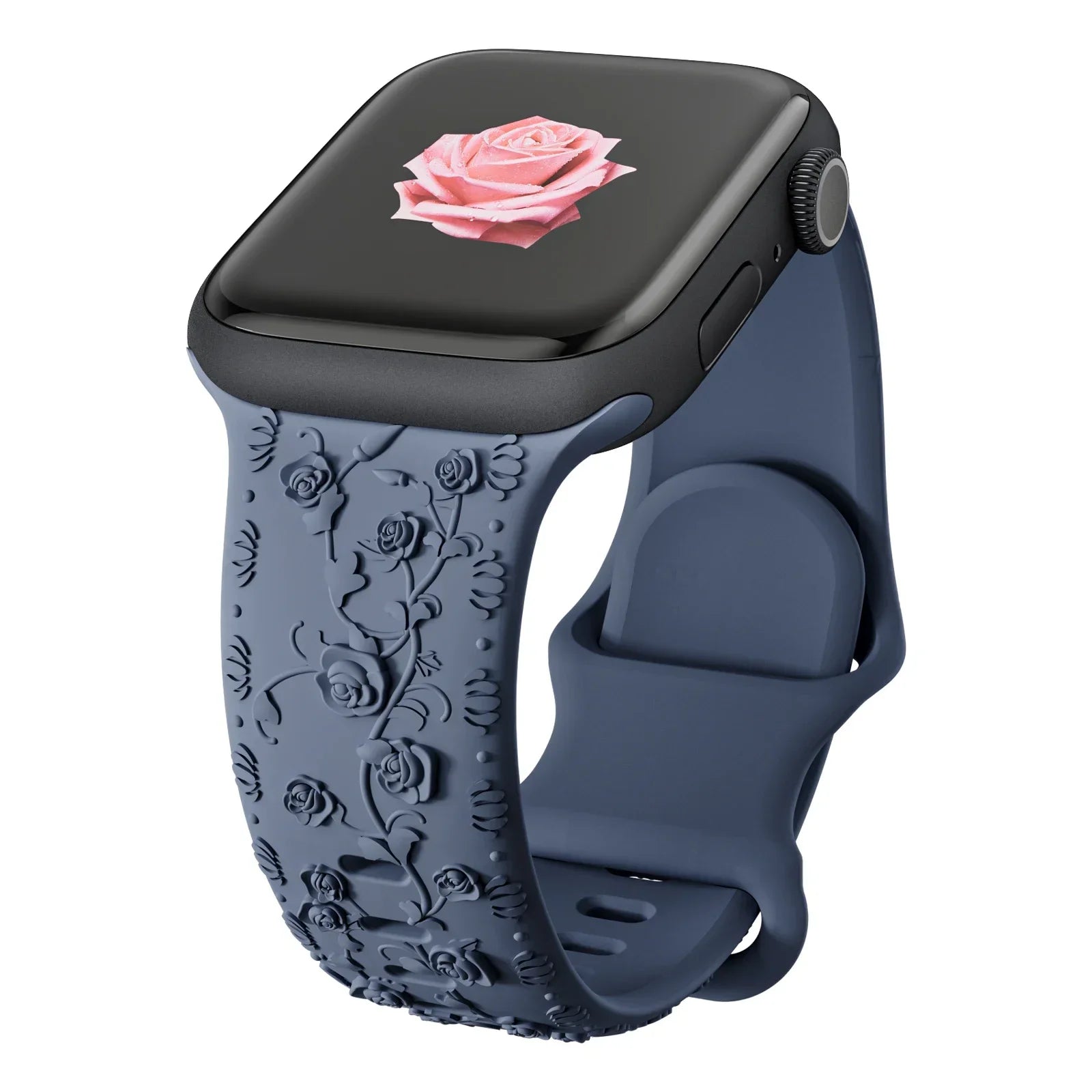 Engraved band for Apple Watch band 46mm 44mm 40mm 49mm 45mm 41mm 42mm Floral Silicone Correas Apple Watch Ultra 2 Series 10 9 8 7 6 SE 5