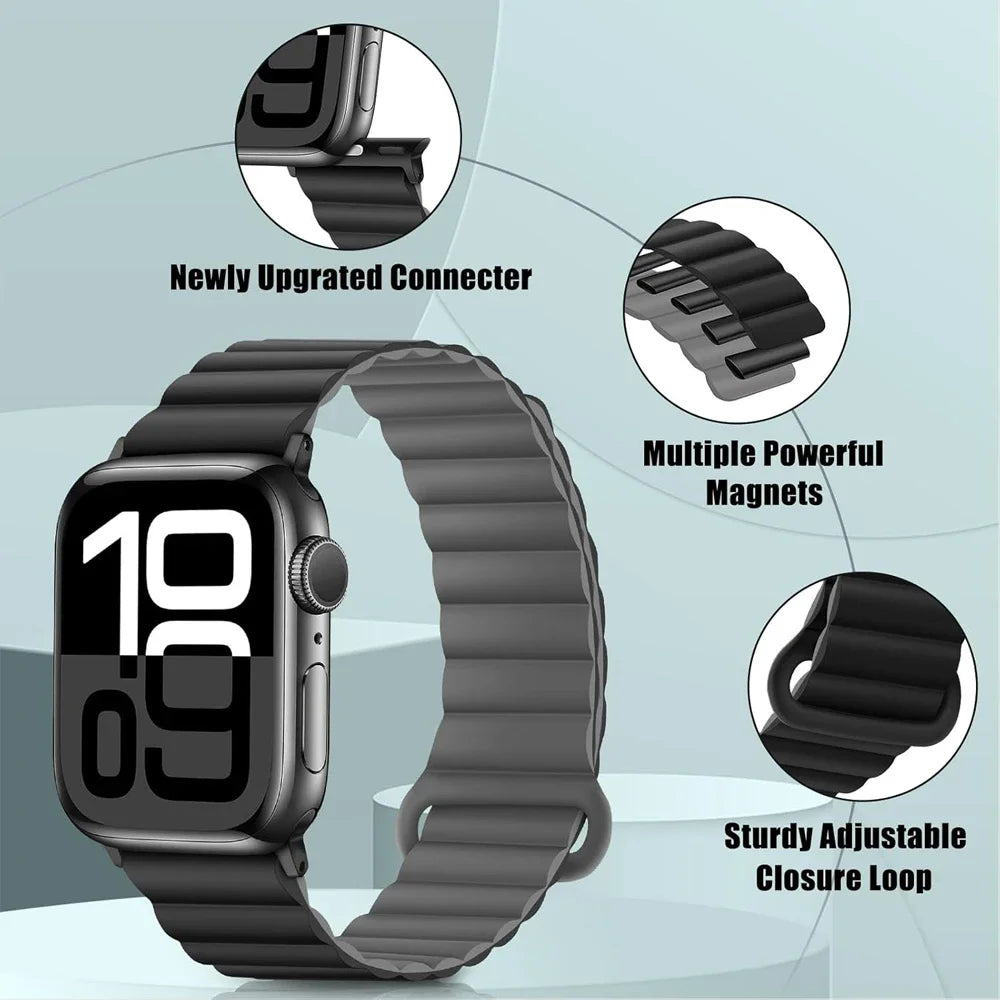 Silicone band for Apple Watch Ultra 3 2 1 49mm 11 10 42mm 46mm Magnetic band for Series 9 8 7 6 5 4 SE3 41mm 45mm 44mm 40mm
