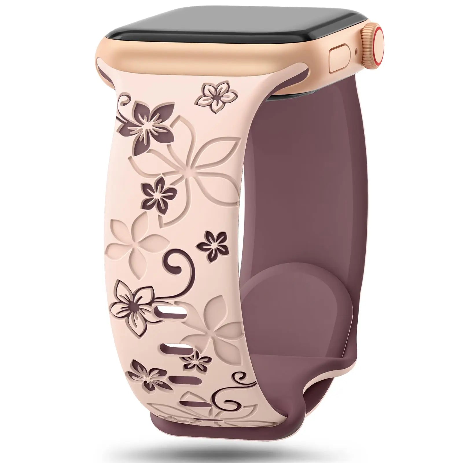 Floral Engraved band For Apple Watch band 46mm 41mm 40mm 44mm 45mm 42mm 49mm Silicone Sport Apple Watch Series 11 10 SE 9 8 Ultra 2