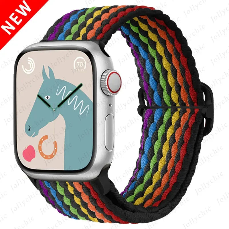 Braided Solo Loop band For Apple Watch Ultra 2 band 49mm 44mm 40mm 45mm 41mm 42mm 38mm band Apple Watch Series 9 8 7 6 SE 3