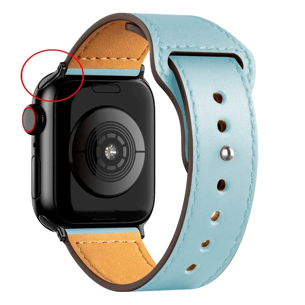 Leather band For Apple Watch Ultra 2 49mm 41mm 45mm 44mm 40mm 46mm 42mm Wrist band for Apple Watch Series 9 8 7 3 4 5 6 10