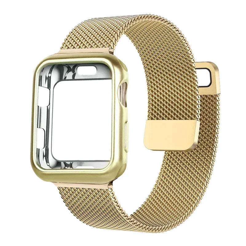 Milanese Case+band for Apple Watch band 9 8 7 6 SE 5 4 49mm 45mm 41mm 40mm 44mm 42mm watch band For Apple Watch Series 10 Correa 46mm