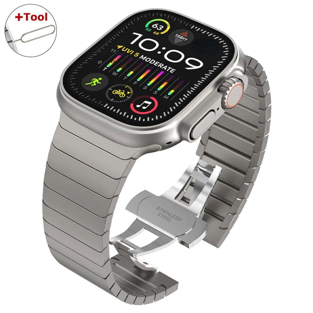 Ultra 3 2 Titanium Color For Apple Watch Ultra 49mm 45mm 44mm 42mm Luxury band Apple Watch 11 46mm 41mm 9 10 Stainless Steel Band