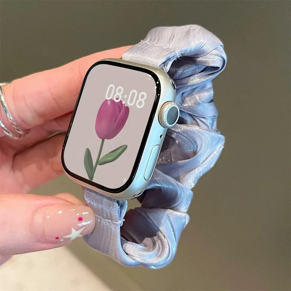 Compatible for Apple Watch band Scrunchie 38mm 40mm 41mm 42mm 44mm 45mm Cute Elastic Solo Loop band Women band