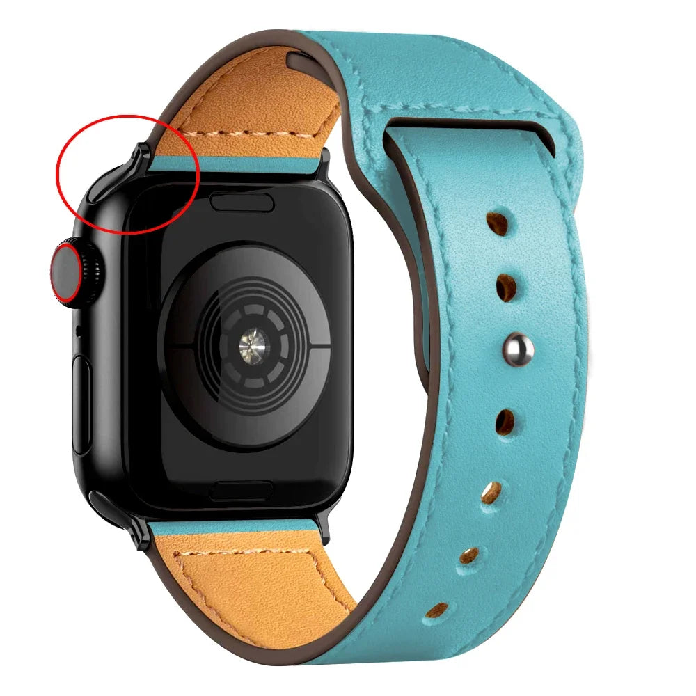 Leather band For Apple Watch Ultra 2 49mm 44mm 40mm 41mm 45mm 38mm 42mm wrist band for Apple Watch Series 9 8 7 3 4 5 6 se